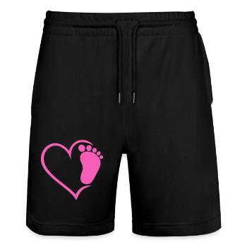 Baby Fußabdruck  - Stanley/Stella Unisex Bio Joggingshorts Trainer  - Schwarz - Vorne - Nik (191cm) & Marisol (170cm)