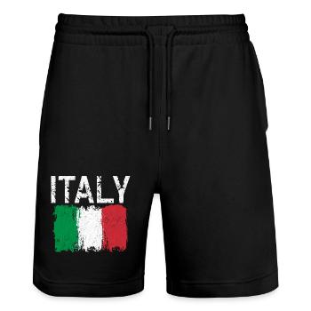Drapeau Italien au coup de pinceau - Short de jogging bio TRAINER Stanley/Stella unisexe - noir - Devant - Nik (191cm) & Marisol (170cm)
