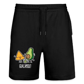 Drôles de crottes de tortilla au guacamole à l’avocat - Short de jogging bio TRAINER Stanley/Stella unisexe - noir - Devant - Nik (191cm) & Marisol (170cm)