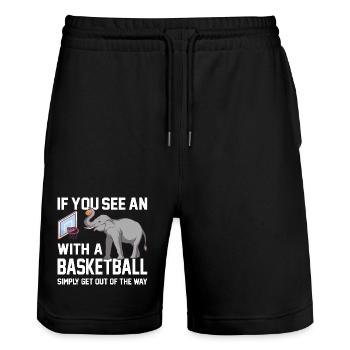 Si vous voyez un éléphant avec un ballon de basket disant - Short de jogging bio TRAINER Stanley/Stella unisexe - noir - Devant - Nik (191cm) & Marisol (170cm)