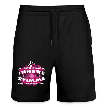 Innere Stimme - Stanley/Stella Unisex Bio Joggingshorts Trainer  - Schwarz - Vorne - Nik (191cm) & Marisol (170cm)