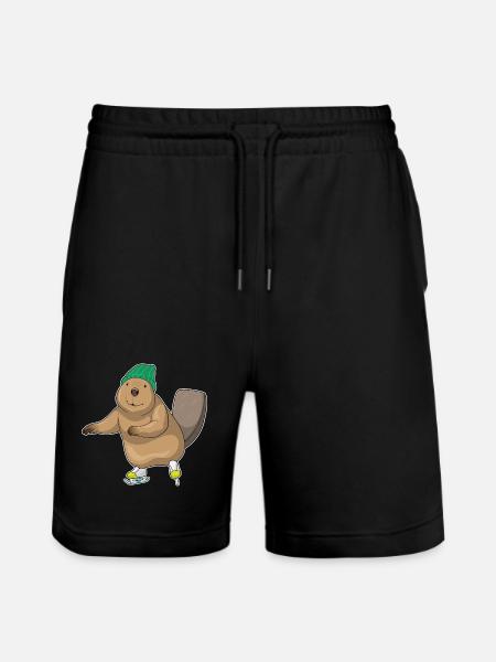 Beaver Ice Skating Skates - Stanley/Stella Trainer Unisex Organic Jogging Shorts - black