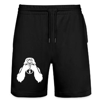 Witziger Gorilla OMG Affe - Stanley/Stella Unisex Bio Joggingshorts Trainer  - Schwarz - Vorne - Nik (191cm) & Marisol (170cm)