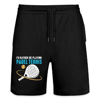 Padel Id Rather Be Playing Padel Tennis - Stanley/Stella Trainer Unisex Organic Jogging Shorts - black - Front - Nik (191cm) & Marisol (170cm)
