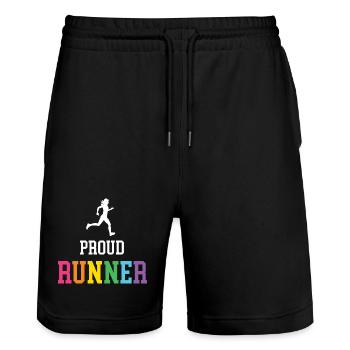 Stolze LGBT-Läuferin - Stanley/Stella Unisex Bio Joggingshorts Trainer  - Schwarz - Vorne - Nik (191cm) & Marisol (170cm)