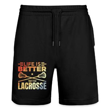 Slogan de la crosse vintage - Short de jogging bio TRAINER Stanley/Stella unisexe - noir - Devant - Nik (191cm) & Marisol (170cm)