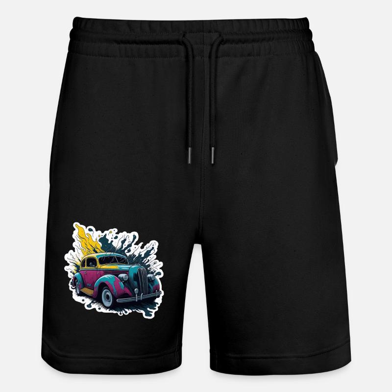 Farbiger Oldtimer Spritzer - Stanley/Stella Unisex Bio Joggingshorts Trainer  - Schwarz