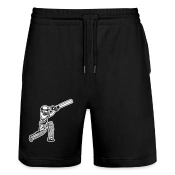 Kleiner Cricket Spieler - Stanley/Stella Unisex Bio Joggingshorts Trainer  - Schwarz - Vorne - Nik (191cm) & Marisol (170cm)