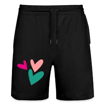 CHRISTMAS. YEAR. ANNIVERSARY. RETIREMENT. FATHER'S DAY - Stanley/Stella Trainer Unisex Organic Jogging Shorts - black - Front - Nik (191cm) & Marisol (170cm)