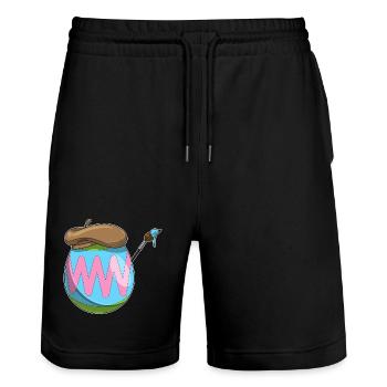 Œuf de Pâques Peinture de Pâques - Short de jogging bio TRAINER Stanley/Stella unisexe - noir - Devant - Nik (191cm) & Marisol (170cm)