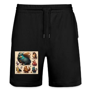 Cosie animée - Short de jogging bio TRAINER Stanley/Stella unisexe - noir - Devant - Nik (191cm) & Marisol (170cm)