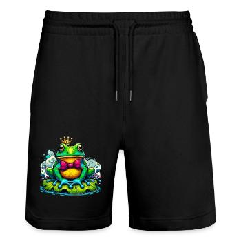 Grenouille à la couronne du roi - Short de jogging bio TRAINER Stanley/Stella unisexe - noir - Devant - Nik (191cm) & Marisol (170cm)
