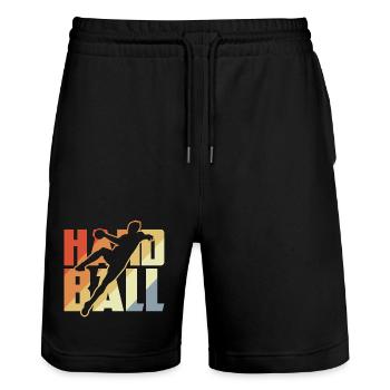Vintage Handball - Stanley/Stella Unisex Bio Joggingshorts Trainer  - Schwarz - Vorne - Nik (191cm) & Marisol (170cm)