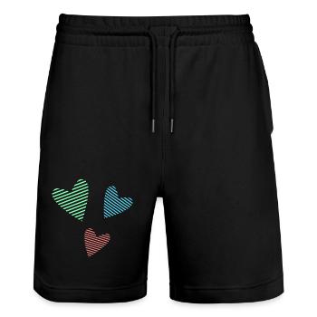 ALLES GUTE ZUM GEBURTSTAG. ALLES GUTE ZUM GEBURTSTAG. JAHRESTAG. - Stanley/Stella Unisex Bio Joggingshorts Trainer  - Schwarz - Vorne - Nik (191cm) & Marisol (170cm)