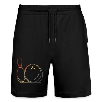 Bowling Ball and Pin Sketch - Stanley/Stella Trainer Unisex Organic Jogging Shorts - black - Front - Nik (191cm) & Marisol (170cm)