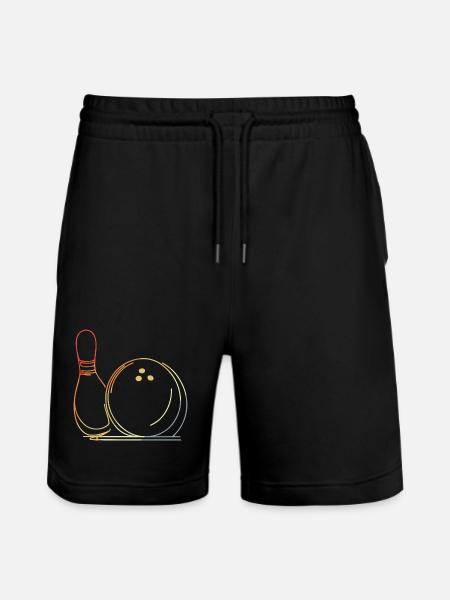 Bowling Ball and Pin Sketch - Stanley/Stella Trainer Unisex Organic Jogging Shorts - black