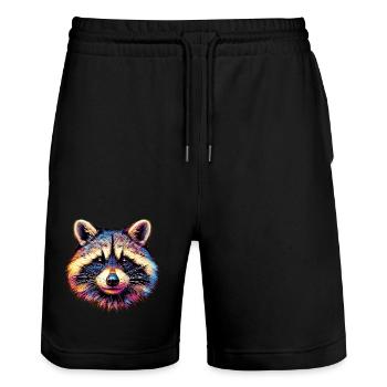 Raccoon - Stanley/Stella Trainer Unisex Organic Jogging Shorts - black - Front - Nik (191cm) & Marisol (170cm)