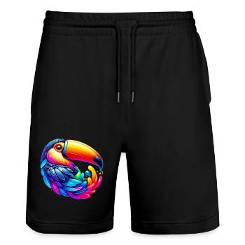 Tukan - Stanley/Stella Unisex Bio Joggingshorts Trainer  - Schwarz - Vorne - Nik (191cm) & Marisol (170cm)
