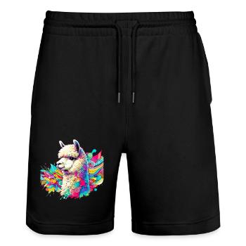Alpaka - Stanley/Stella Unisex Bio Joggingshorts Trainer  - Schwarz - Vorne - Nik (191cm) & Marisol (170cm)