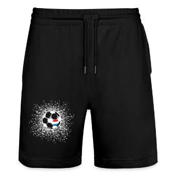 Soccer Netherlands Ball Explosion Team Icon - Stanley/Stella Trainer Unisex Organic Jogging Shorts - black - Front - Nik (191cm) & Marisol (170cm)