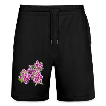 Carnation poetry – focus on garden blossoms - Stanley/Stella Trainer Unisex Organic Jogging Shorts - black - Front - Nik (191cm) & Marisol (170cm)