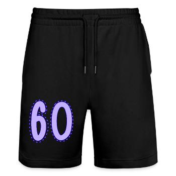 60. 60 JAHRE. 60. JAHRESTAG. 60. GEBURTSTAG. - Stanley/Stella Unisex Bio Joggingshorts Trainer  - Schwarz - Vorne - Nik (191cm) & Marisol (170cm)