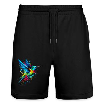 Hummingbird - Stanley/Stella Trainer Unisex Organic Jogging Shorts - black - Front - Nik (191cm) & Marisol (170cm)