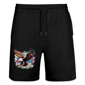 Aigle - Short de jogging bio TRAINER Stanley/Stella unisexe - noir - Devant - Nik (191cm) & Marisol (170cm)