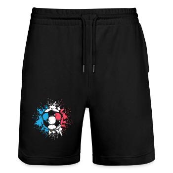 France Soccer Explosion Soccer Player Logo icon - Stanley/Stella Trainer Unisex Organic Jogging Shorts - black - Front - Nik (191cm) & Marisol (170cm)
