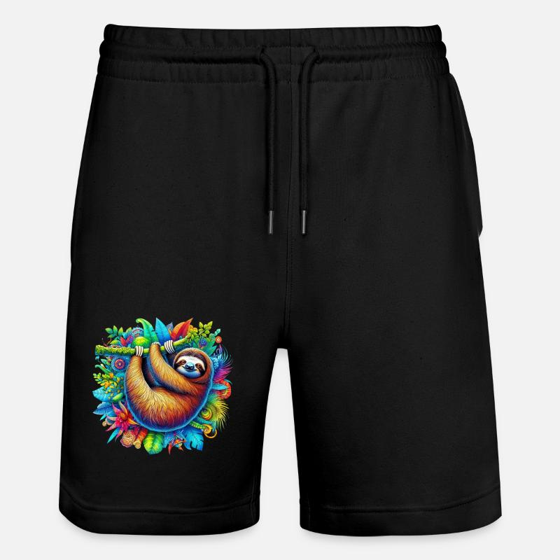 Faultier - Stanley/Stella Unisex Bio Joggingshorts Trainer  - Schwarz
