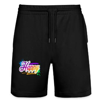 Happy - Stanley/Stella Unisex Bio Joggingshorts Trainer  - Schwarz - Vorne - Nik (191cm) & Marisol (170cm)