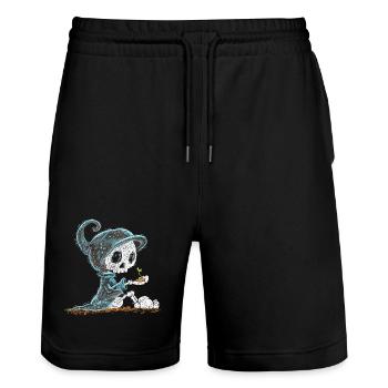 Skelett Hält Pflanze Hoffnung Entstehung - Stanley/Stella Unisex Bio Joggingshorts Trainer  - Schwarz - Vorne - Nik (191cm) & Marisol (170cm)