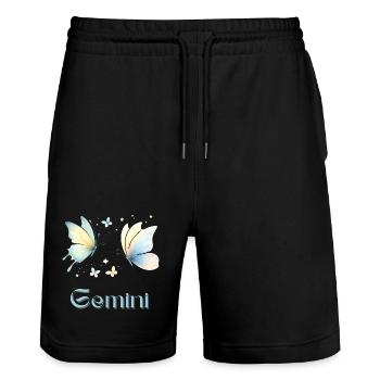 Elegantes Gemini Sternzeichen Aquarell Geschenk - Stanley/Stella Unisex Bio Joggingshorts Trainer  - Schwarz - Vorne - Nik (191cm) & Marisol (170cm)