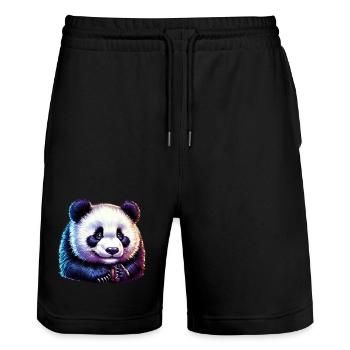 Panda - Stanley/Stella Unisex Bio Joggingshorts Trainer  - Schwarz - Vorne - Nik (191cm) & Marisol (170cm)