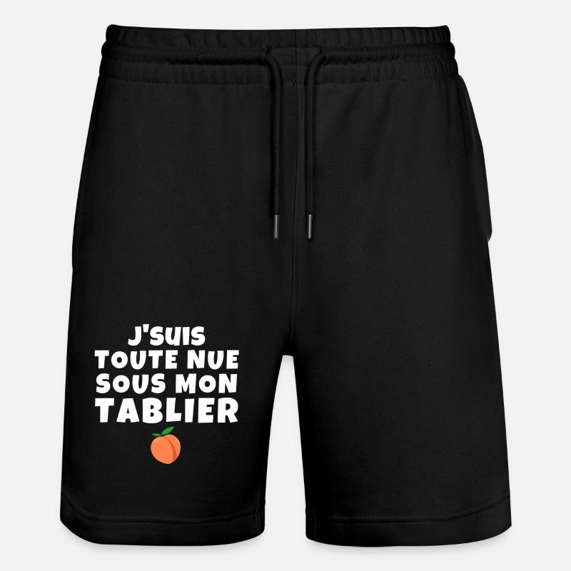 tablier de cuisine, humour, tablier, rigolo - Short de jogging bio TRAINER Stanley/Stella unisexe - noir