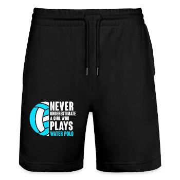 Never Underestimate A Girl Who Plays Water Polo Pl - Stanley/Stella Trainer Unisex Organic Jogging Shorts - black - Front - Nik (191cm) & Marisol (170cm)