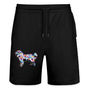 Great Pyrenees Geometric - Stanley/Stella Trainer Unisex Organic Jogging Shorts - black - Front - Nik (191cm) & Marisol (170cm)
