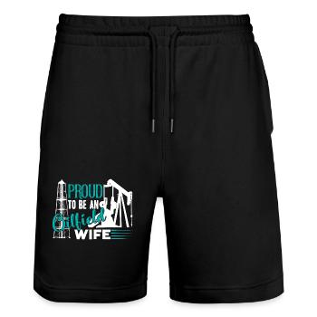 Oilfield Worker Proud To Be An Oilfield Wife - Stanley/Stella Trainer Unisex Organic Jogging Shorts - black - Front - Nik (191cm) & Marisol (170cm)