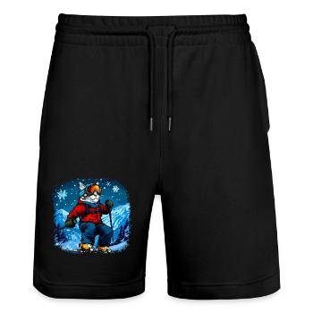 Katzen Ski - Stanley/Stella Unisex Bio Joggingshorts Trainer  - Schwarz - Vorne - Nik (191cm) & Marisol (170cm)