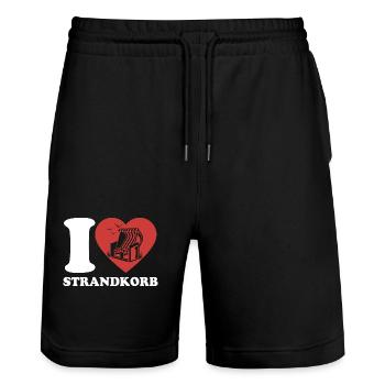I Love Strandkorb - Herz - Hobby - Stanley/Stella Unisex Bio Joggingshorts Trainer  - Schwarz - Vorne - Nik (191cm) & Marisol (170cm)