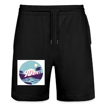 90's Summer - Stanley/Stella Trainer Unisex Organic Jogging Shorts - black - Front - Nik (191cm) & Marisol (170cm)