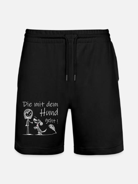 Who goes with the dog! - Stanley/Stella Trainer Unisex Organic Jogging Shorts - black