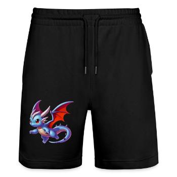 Drache - Stanley/Stella Unisex Bio Joggingshorts Trainer  - Schwarz - Vorne - Nik (191cm) & Marisol (170cm)