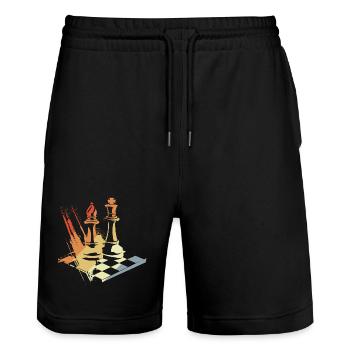 Vintage Schach - Stanley/Stella Unisex Bio Joggingshorts Trainer  - Schwarz - Vorne - Nik (191cm) & Marisol (170cm)