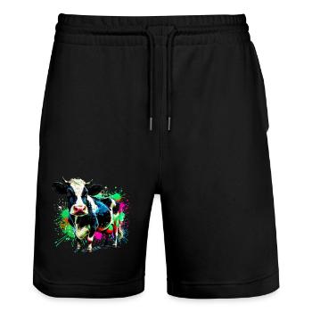 Vache - Short de jogging bio TRAINER Stanley/Stella unisexe - noir - Devant - Nik (191cm) & Marisol (170cm)