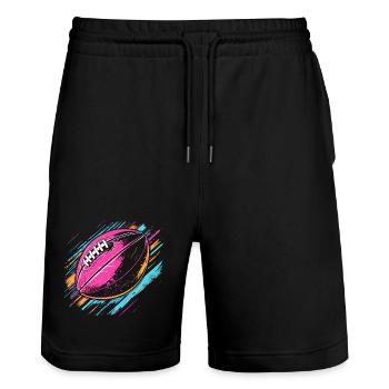 Football Ball Graffiti - Stanley/Stella Trainer Unisex Organic Jogging Shorts - black - Front - Nik (191cm) & Marisol (170cm)