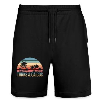 Turks- und Caicosinseln - Stanley/Stella Unisex Bio Joggingshorts Trainer  - Schwarz - Vorne - Nik (191cm) & Marisol (170cm)