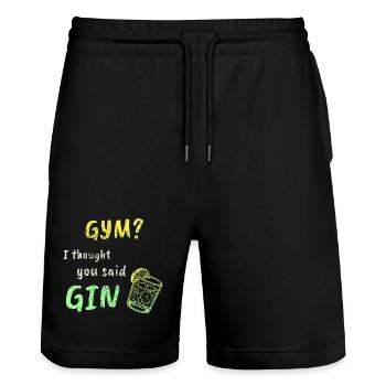 Gym? I Thought You Said Gin – Funny Workout Tee - Stanley/Stella Trainer Unisex Organic Jogging Shorts - black - Front - Nik (191cm) & Marisol (170cm)
