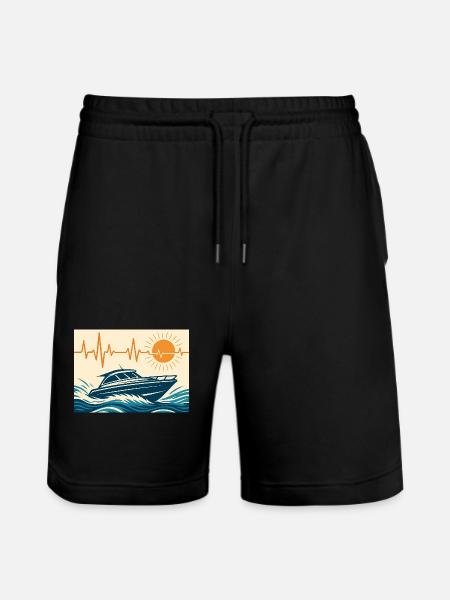 Maritime sunset by motorboat - Stanley/Stella Trainer Unisex Organic Jogging Shorts - black