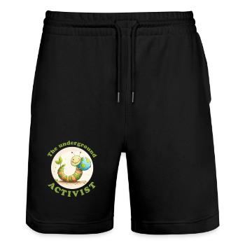 Regenwurm verteidigt die Erde - Stanley/Stella Unisex Bio Joggingshorts Trainer  - Schwarz - Vorne - Nik (191cm) & Marisol (170cm)